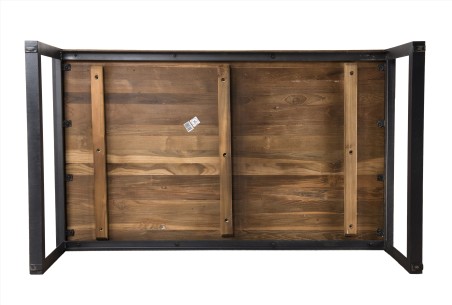 SIXTINE Rectangular Coffee Table 120x70cm Teak Recycled Top Black Metal Legs