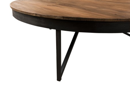 Table basse ronde marron 110x110cm en teck recyclé
