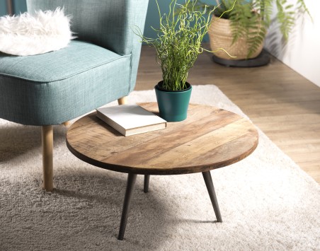 Table basse d'appoint SIXTINE en teck recyclé 55x55cm