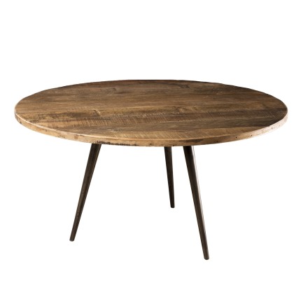 Table basse ronde marron SIXTINE 75x75cm teck recyclé