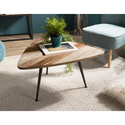 SIXTINE Ovoid Coffee Table in Recycled Teak with Metal Legs