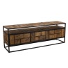 SIXTINE TV Stand - Recycled Teak Metal Black 3 Drawers 1 Shelf