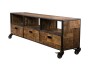 SIXTINE Brown TV Stand on Castors with 3 Drawers and 3 Compartments