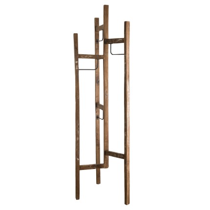 SIXTINE Brown Coat Rack with 3 Panels - Recycled Teak and Metal