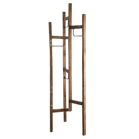 SIXTINE Brown Coat Rack with 3 Panels - Recycled Teak and Metal