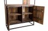 SIXTINE Tall Bookcase with 2 Doors and 10 Open Spaces - Recycled Teak, Acacia Mahogany, Metal