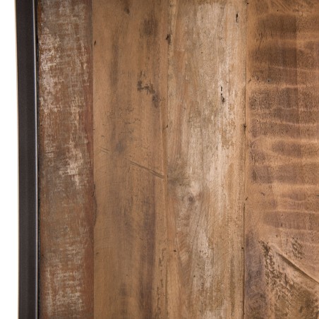 SIXTINE Tall Bookcase with 2 Doors and 10 Open Spaces - Recycled Teak, Acacia Mahogany, Metal
