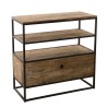 SIXTINE Brown Shelf with 1 Drawer - Recycled Teak Acacia Mahogany and Black Metal