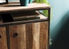 SIXTINE Buffet 2 Doors and 1 Shelf Teak Acacia Mahogany Recycled and Black Metal