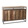 SIXTINE Brown Buffet 3 Doors 1 Shelf Recycled Teak Acacia Mahogany Metal