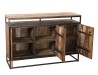 SIXTINE Brown Buffet 3 Doors 1 Shelf Recycled Teak Acacia Mahogany Metal