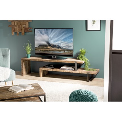 Meuble TV SIXTINE marron 2 niveaux Teck Acacia Mahogany recyclé