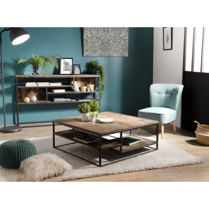 Table basse carrée SIXTINE 100x100cm Teck et Acacia Recyclé