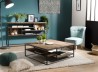 SIXTINE Square Coffee Table with Shelves 100x100cm - Recycled Teak, Acacia Mahogany, Black Metal