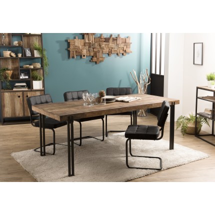 SIXTINE Rectangular Dining Table 200x90cm Recycled Teak Black Metal Legs