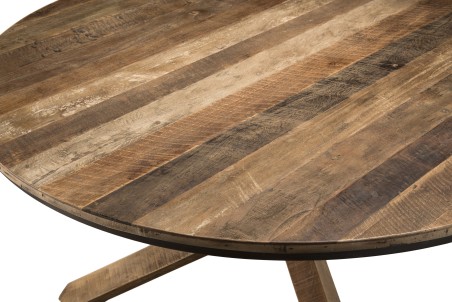 Table à manger ronde SIXTINE - Teck recyclé et Acacia Mahogany