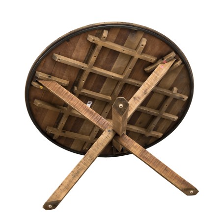 SIXTINE Brown Round Dining Table 130x130cm - Cross Legs Recycled Teak
