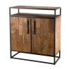 SIXTINE - Brown Buffet 2 Doors 1 Shelf Teak Recycled Black Metal