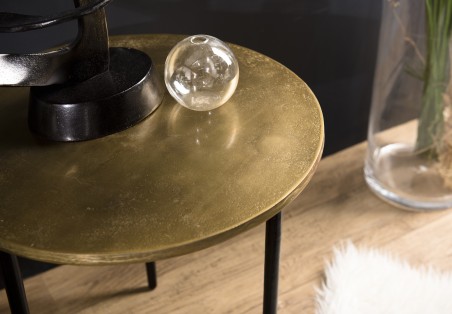 JOHAN Round Side Table 51x51cm - Black and Gold Design