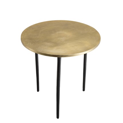 Table d'appoint ronde JOHAN 51x51cm - Aluminium doré et pieds noirs