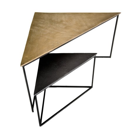 JOHAN - Set of 2 Nesting Tables in Gold and Black Aluminum