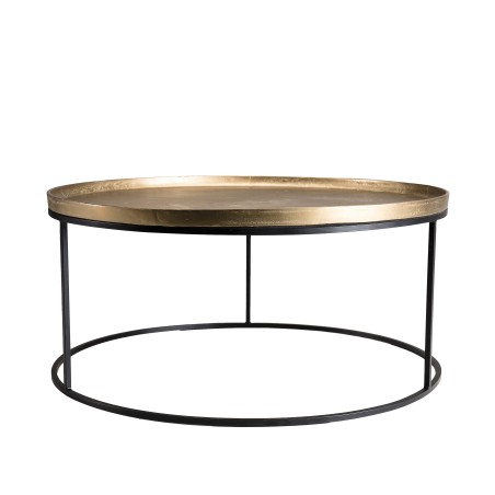 JOHAN Round Coffee Table 88x88cm - Gold Aluminum with Black Metal Legs