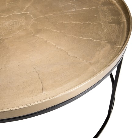 JOHAN Round Coffee Table 88x88cm - Gold Aluminum with Black Metal Legs