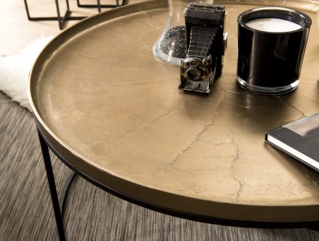 Table basse ronde JOHAN 88x88cm aluminium doré