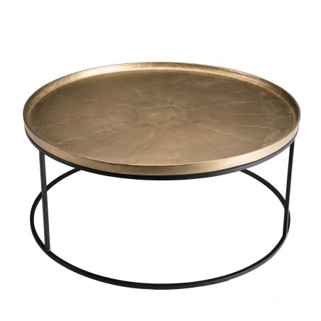 JOHAN Round Coffee Table 88x88cm - Gold Aluminum with Black Metal Legs