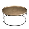 JOHAN Round Coffee Table 88x88cm - Gold Aluminum with Black Metal Legs