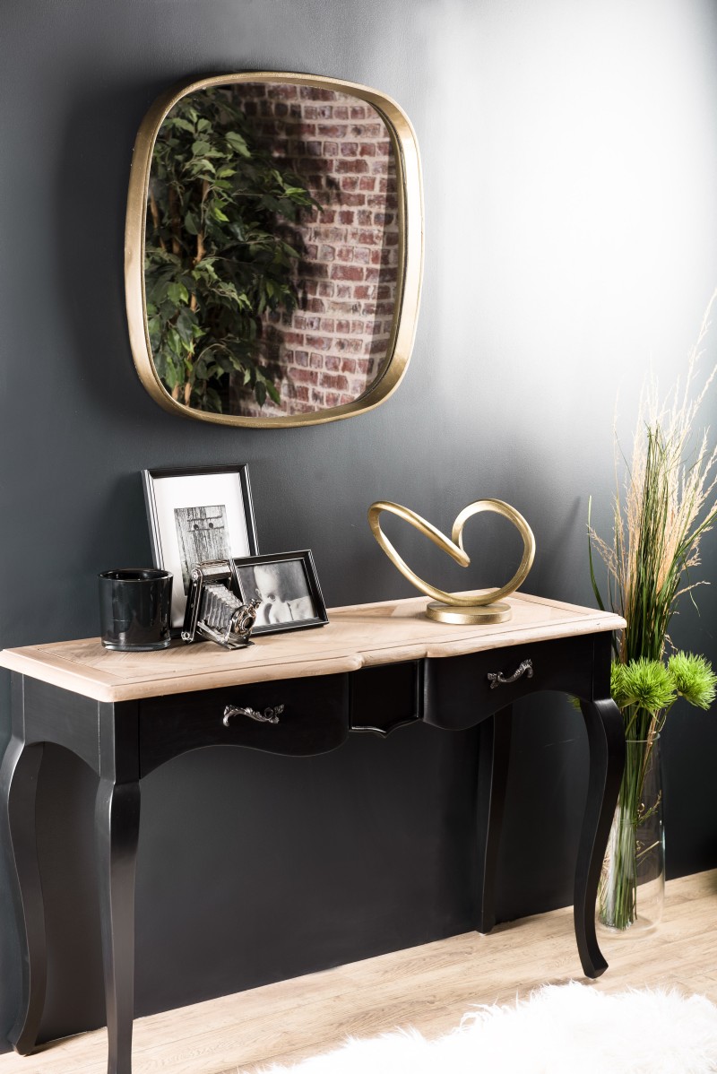 Miroir JOHAN 69x70cm coins arrondis doré