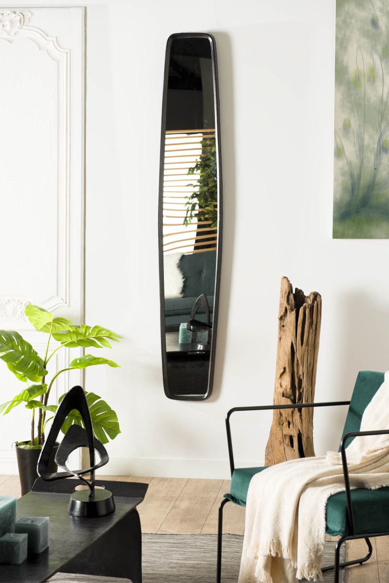 Miroir JOHAN 32x177cm aluminium noir