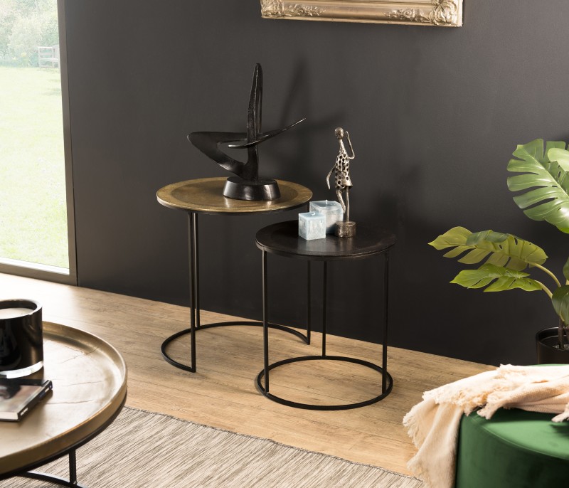 Set de 2 tables d'appoint gigognes rondes JOHAN Set de 2 tables d'appoint gigognes rondes JOHAN