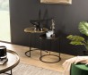 JOHAN - Set of 2 Round Nesting Side Tables in Gold and Black Aluminium