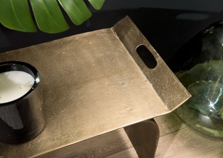 Table basse JOHAN en aluminium doré 163x40cm