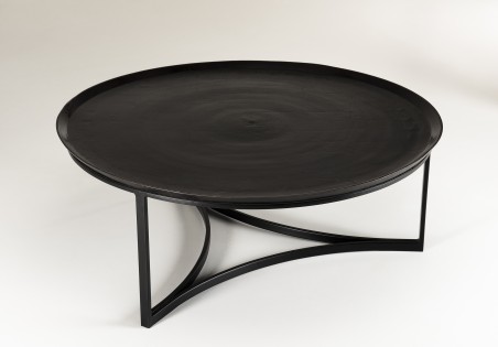 JOHAN Round Coffee Table 100x100cm Black Aluminum