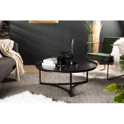 JOHAN Round Coffee Table 100x100cm Black Aluminum
