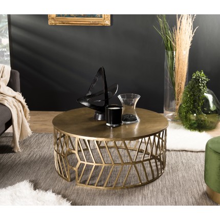 Table basse ronde JOHAN en aluminium doré