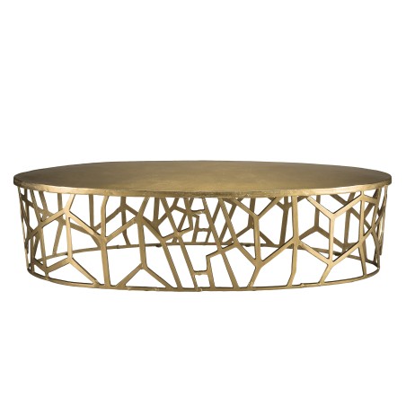 JOHAN Oval Coffee Table 150x60cm - Gold Aluminum with Graphic Base