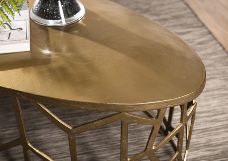 JOHAN Oval Coffee Table 150x60cm - Gold Aluminum with Graphic Base