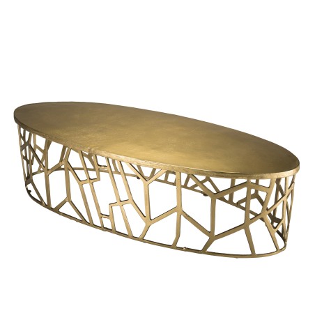 Table basse ovale JOHAN 150x60cm aluminium doré