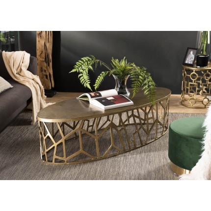 Table basse ovale JOHAN 150x60cm aluminium doré