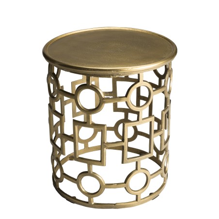 JOHAN Round Side Table 43x43cm - Gold Aluminium with Graphic Base