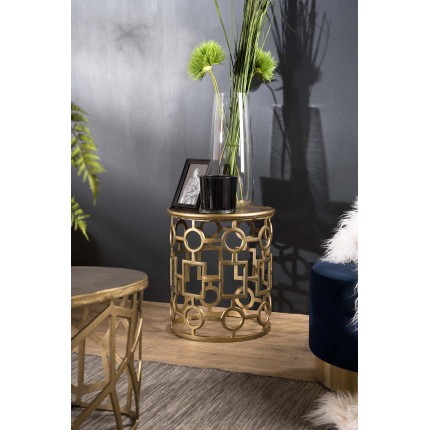 JOHAN Round Side Table 43x43cm - Gold Aluminium with Graphic Base