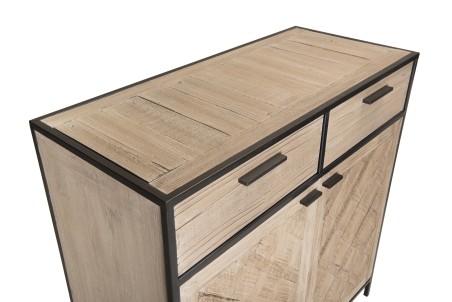 Buffet CARLA - Bois Sapin et Métal - 2 Portes 2 Tiroirs