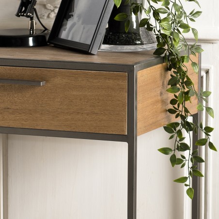 Chevet CARLA en bois de teck et métal