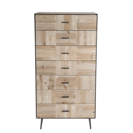CARLA Chest of Drawers - Vintage Fir Wood and Metal Legs