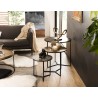 JOHAN - Set of 3 Round Nesting Tables in Black and Silver Gold Aluminum