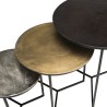 Set de 3 tables gigognes rondes JOHAN - Aluminium noir doré argenté