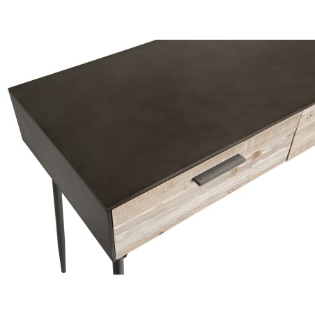 Bureau CARLA - Bois Sapin et Métal - 2 Tiroirs